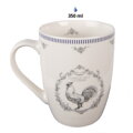 Porcelánový hrnček na čaj kohút bielo sivý 350 ml
