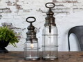 Francúzsky stajňový lampáš vr. žiarovky a časovača H32/D12 cm starožitný dizajn