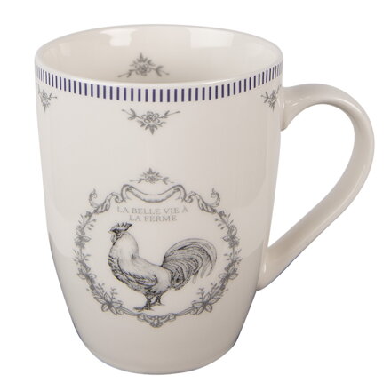 Porcelánový hrnček na čaj kohút bielo sivý 350 ml
