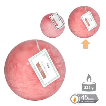 GUĽOVÁ SVIEČKA S PARFÉMOM RUŽOVÁ 9 CM 48H