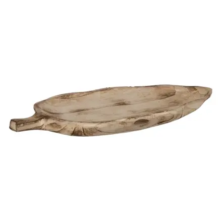 DREVENÝ PODNOS,  DEKORÁCIA LIST PAULONIA 53 X 24 X 5 CM
