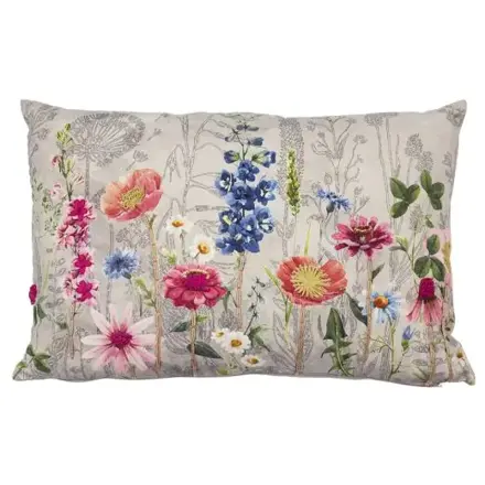 Vankúš vyšívaný divokými kvetmi fialový larkspur 40x60cm