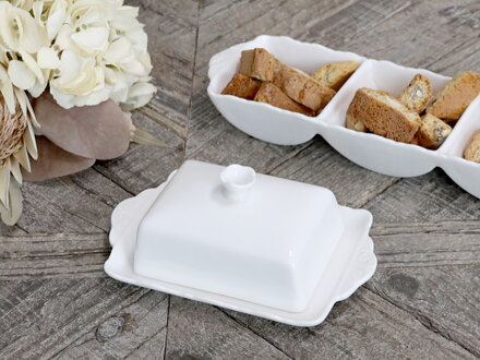 Provance porcelánová dóza na maslo V8/D20/Š13 cm biela